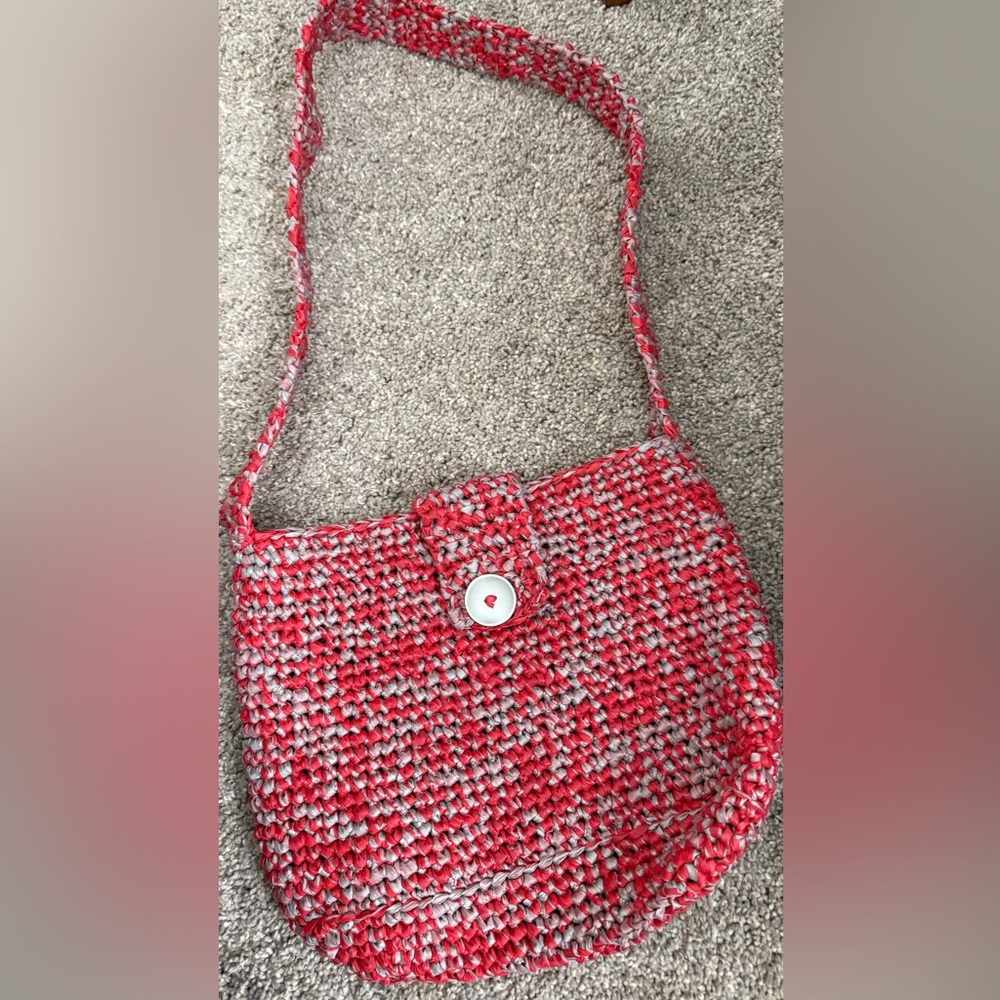 Handcrafted Red and Gray Woven Bag